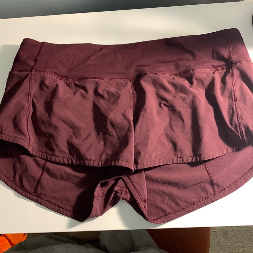 Maroon lululemon speed up shorts - size 6